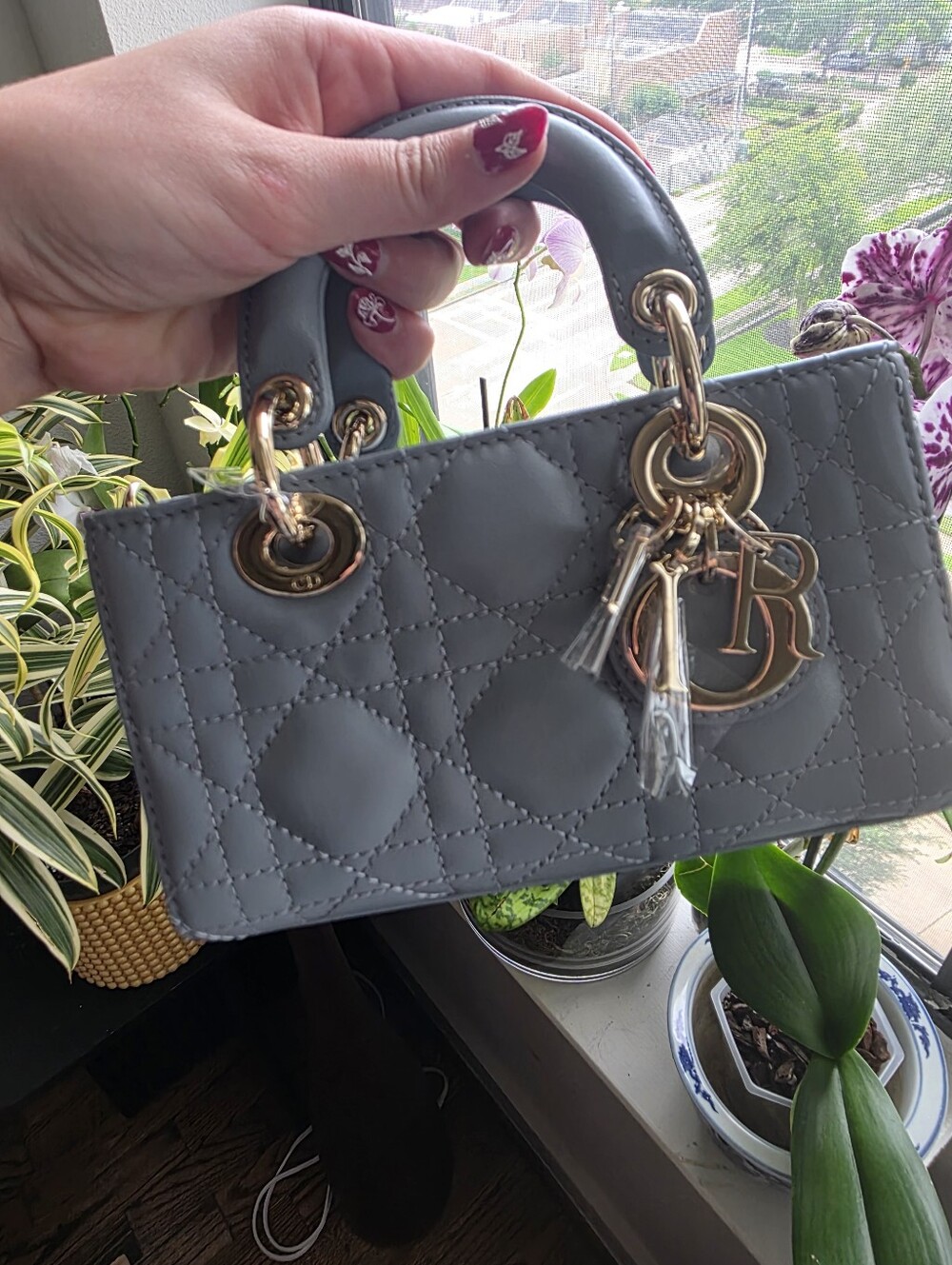 New w/reciept Dior Quilted Micro Lady D-Joy w/Gold Hardware. Blue Color - Picture 6 of 9